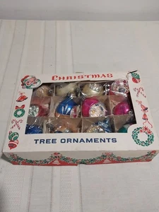 Vintage Poland Christmas Teardrop Indent & Round Ornaments Glitter OrigionalBox - Picture 1 of 24