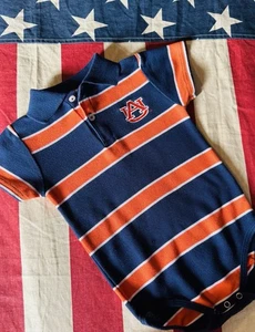 Auburn Tigers Polo Bodysuit On Piece 18 Month Orange Stripe Game Shirt Romper - Bild 1 von 6