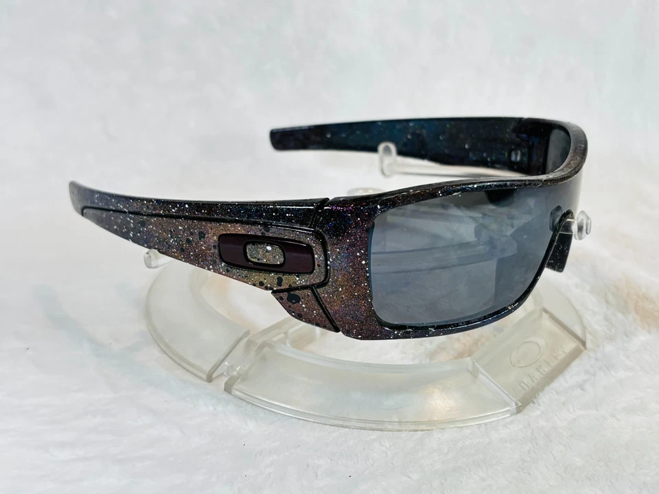 Custom Oakley Batwolf Galaxy ColorShift Splatter Sunglasses with Black Lenses - Image 1 of 4