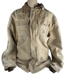 Abrigo Chaqueta Carhartt Lona Tostada Envejecido Para Hombre L Acolchado Sin Capucha Pana LEER - Imagen 1 de 22