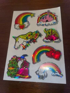 Vintage 80’s UNICORN & Wizard, Foil Prism Decal Sticker Sheet - Rare - Bild 1 von 2