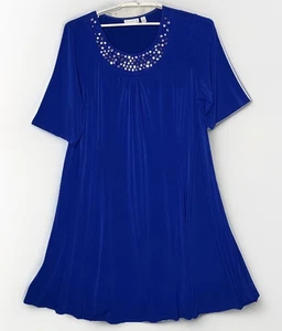 Susan Grover Kleid Damen 1X blau flüssig Strick A-Linie Etuikleid verziert Kirche - Bild 1 von 10