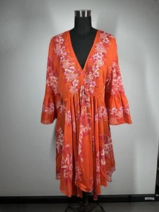 TWINSET MILANO Fit & Flare Kleid Baumwolle rot Blumen Glockenärmel Größe 44 - Bild 1 von 17