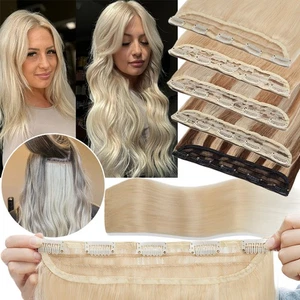 UK CLEARANCE Clip In 3/4 Full Head Russian Human Remy Hair Extensions One Piece - Picture 1 of 44