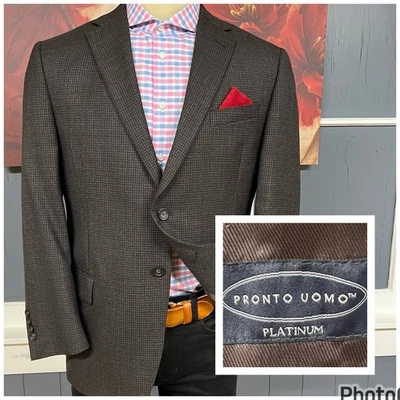 Pronto Uomo Blazer Chaqueta Abrigo Deportivo Para Hombre 40S Corto Calce Clásico Lana Marrón Cuadros Foto 1 de 4