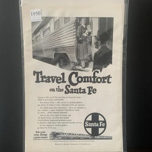 Vintage 1950 Santa Fe Railroad Travel Comfort Ad Advertisement - Picture 1 of 2