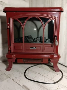Red Duraflame Electric Fireplace Heater Used And Turns On  - Picture 1 of 5