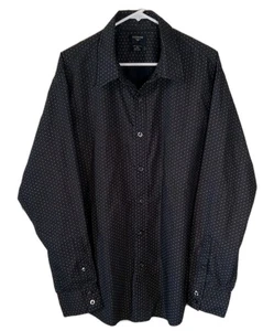 Dockers Men's XL Long Sleeve Shirt Navy Blue Geometric 100% Heavyweight Cotton - Picture 1 of 4