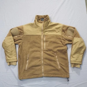 Rothco Mens Large Fleece Tactical Jacket Full Zip Mock Neck Tan Outdoor Coat - Picture 1 of 8