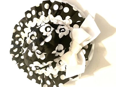 Sombrero gorro Mud Pie bebé 0-12 meses blanco y negro con volante y lazo Foto 1 de 4