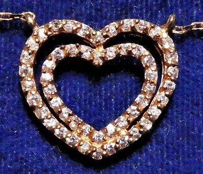 Signed FAS Gold Over .925 Sterling CZ Heart on attached Necklace Brilliant !!!!! - Image 1 of 4