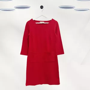 Ex White Stuff Women's 3/4 Sleeve Jacquard Texture Jersey Dress in Red - Picture 1 of 3