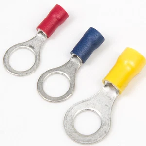 INSULATED CRIMP RINGS Various Stud Size Electrical Copper Terminal Connectors - Picture 1 of 5