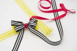 Valentines Day SALE! 7/8" & 3/8" x 25YD+ 1/2" 20YD Fancy Stripe & Red-Dot Ribbon - Picture 1 of 4