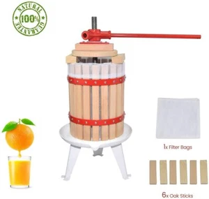 Prensa de frutas y vino 1,6 galones cesta de madera maciza manual prensa de sidra de manzana EJWOX - Imagen 1 de 10