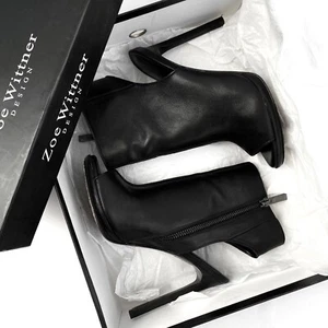Zoe Wittner Design Black All Leather Stiletto Booties | Size 36 | Excellent - Picture 1 of 13