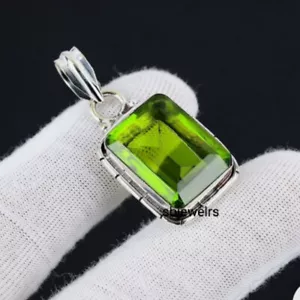 Peridot Gemstone 925 Sterling Silver Handmade Pandant Jewelry Gift For Him E-43 - Picture 1 of 5