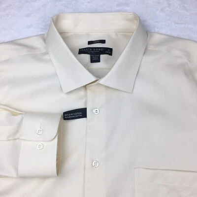 PRONTO UOMO Dress Shirt Mens 19-34/35 Pale Yellow No Iron Slim Fit NWT! - Image 1 of 4