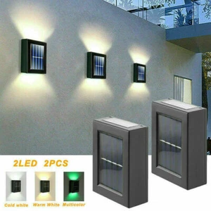 Outdoor Solar 2 LED Deck Lights Path Garden Patio Pathway Stairs Step Fence Lamp - Picture 1 of 17