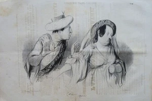 Lithographie originale de DAUMIER, "Physionomies tragico-classiques" - Bild 1 von 1