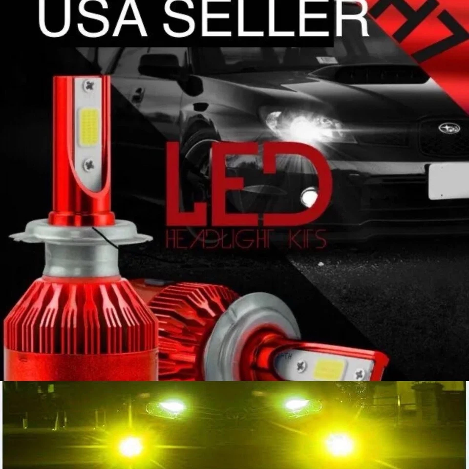 BRIGHT YELLOW H7 LED HEADLIGHT Bulbs Conversion Lights Kit xentec 3000K 3k H7LL - Image 1 of 4