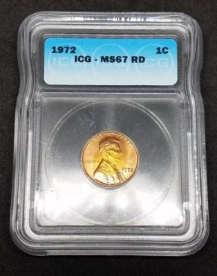 1972 Lincoln Cent MS67 RD ICG blazing beauty -- Low Pop our t2832 - Image 1 of 4