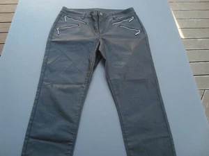 B.C. Damen Jeans Denim schwarz glänzend Gr.44 Tapered Mid Waist Stretch - Bild 1 von 8