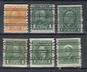 1923/43 #126xx #179xx  #205xx  #249xx #228xx & #249xx 1¢ 6 COIL PRECANCELS USED - Picture 1 of 1