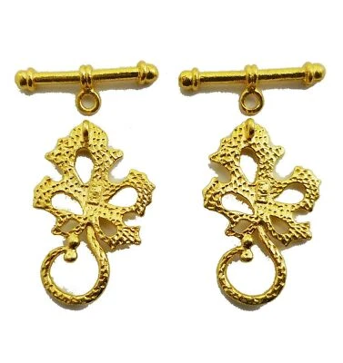 6 Set 25X20mm Bali Toggle Clasp 18k Gold Plated Jewelry Making 969 vs-298 - Image 1 of 3
