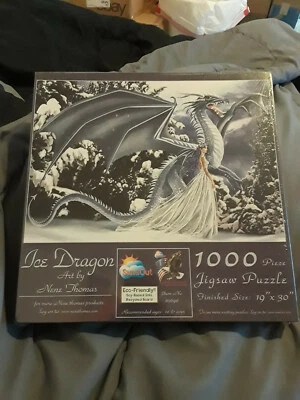 Suns Out 1000 Piece Nene Thomas Art Puzzle " Ice Dragon " 19" x 30 " New Sealed - Image 1 of 4