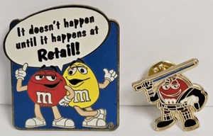 M&M Red Yellow Retail Star Wars Anakin Skywalker Promo Hat Lapel Pins Lot Of 2 - Picture 1 of 6