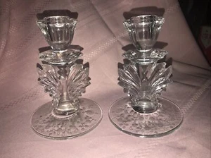 Baroque Fostoria Etched Flame Candle Holders Crystal - Picture 1 of 3