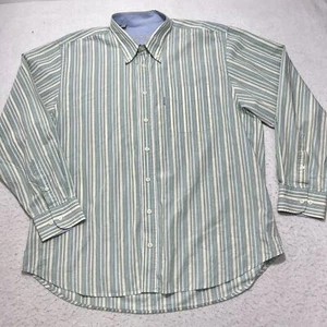 Barbour Men's XXL Long Sleeve Button Up Light Green + Yellow Striped Dress Shirt - Picture 1 of 11