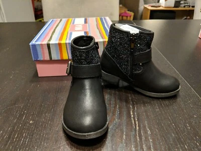 NUEVO EN CAJA Mini Mia Negro Lentejuelas Brillo Cremallera Lateral Niño Niña Botas 8 Foto 1 de 4