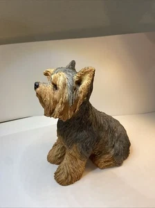 Sandicast Sculpture Yorkshire Terrier Pup Yorkie Sitting Yard Ornament 8” Dog - Picture 1 of 9