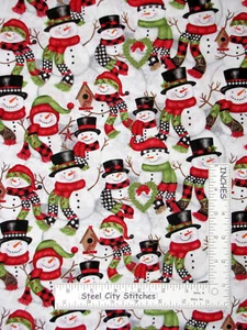 Christmas Snowman Allover Cotton Fabric Studio E Snow Place Like Home By Yard - Picture 1 of 1