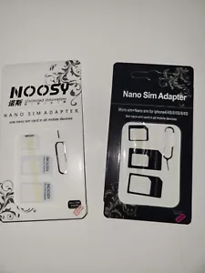 2x Adaptateur Carte SIM Téléphone Neuf Micro Mini Nano Pin Noir Blanc I Set Android Fone - Photo 1 sur 1