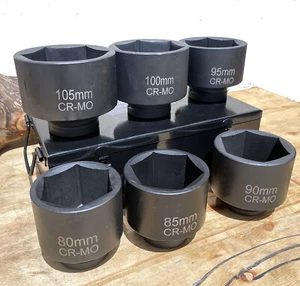 6Pcs  1" Dr.  6pt Metric Jumbo Shallow Impact Sockets Set 80 85 90 95 100 105mm - Bild 1 von 4