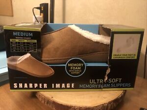 Sharper Image Ultra-Soft Memory Foam Slippers Size M   NIB BOX WEAR