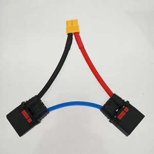 Series Harness: XT60 1 Female to 2 Male QS8 Anti-Spark 10AWG 10CM Serial wire - Picture 1 of 4