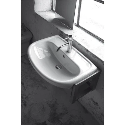 Lavandino Lavabo Semincasso Bagno modello Atene in ceramica bianco 64x44,5 cm