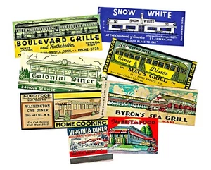 MATCHBOOK LABEL ADVERTISING, 8 Retro Stickers, 1 Sheet, Collage & Junk Journals - Picture 1 of 1
