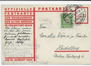Biglietto della festa per la nuova consacrazione del vecchio ponte Francoforte/M, 1926 per Heidelberg - Foto 1 di 2
