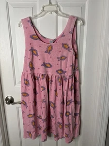 Vintage Fresh Produce Pink Fish Print Dress Size Large Tank Sleeve 100% Cotton - Picture 1 of 8