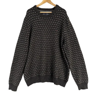 Tommy Hilfiger Sweater Men XXL Gray Jacquard Wool Blend Pullover Business Casual - Image 1 of 4