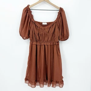 By The River Minikleid L Damen gepunktet Rüschensaum Cottagecore romantisch Date - Bild 1 von 8