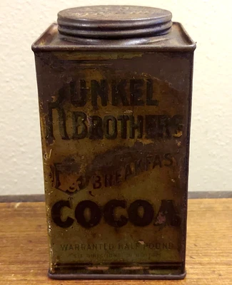 Antique Vintage RUNKEL BROTHERS 5" Breakfast Cocoa Advertising Tin RARE - Image 1 of 4