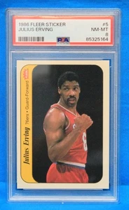 1986 FLEER STICKER # 5 Julius Erving PSA 8 NM-MT # 85325164 PHILADELPHIA 76ers ! - Picture 1 of 2