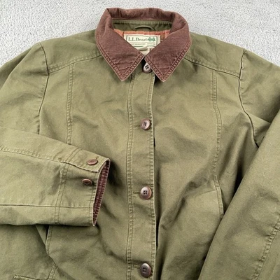 LL Bean куртка женщин средний зеленый Adirondack сарая Chore пальто фланели с подкладкой - Изображение 1 из 4