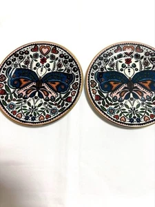 Unbenutzter La durée DOUBLE J Teller, Blumen- und Schmetterlingsdesign, 2er Set - Bild 1 von 3